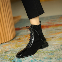 格瑞迪欧马丁靴女2020年秋冬季新款时尚百搭英伦风粗跟短靴休闲显脚小瘦瘦靴J7042