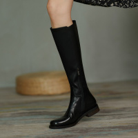 格瑞迪欧圆头骑士长靴高筒2020新款英伦风不过膝显瘦直筒马靴CL76131
