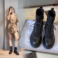Tiauny网红马丁靴女ins秋季2020年新款春秋鞋单靴英伦风袜靴秋冬短靴子H26301