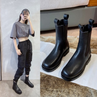 Tiauny马丁靴女英伦风2020春秋单靴bv切尔西靴短靴潮ins酷厚底烟筒靴子H8018