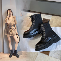 Tiauny马丁靴女英伦风单靴ins潮2020年秋冬季新款真皮短筒瘦瘦短靴H16301