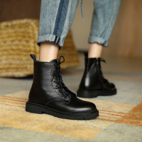 格瑞迪欧2020新款马丁靴女英伦风机车靴子女短靴平底真皮女靴女鞋J7029