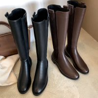 格瑞迪欧长靴女不过膝真皮粗跟小个子长筒骑士靴2020新款秋款显瘦高筒靴M1607