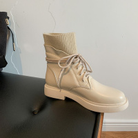 格瑞迪欧马丁靴2020年新款女圆头厚底短靴百搭帅气骑士靴平底绑带真皮女鞋M0021