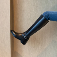 格瑞迪欧骑士靴女高筒秋季长筒靴不过膝显瘦小个子中筒靴子瘦瘦2020年新款M9570