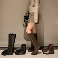 格瑞迪欧骑士靴女靴短筒靴秋款2020新款简约短筒真皮直筒长筒平底网红长靴M351