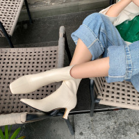 格瑞迪欧短靴女中跟2020新款韩版百搭单靴方头细跟女靴子瘦瘦靴短筒靴M1809