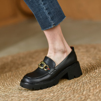 Tiauny厚底小皮鞋复古英伦风2021新款松糕单鞋圆头玛丽珍女鞋D83-19