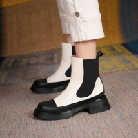 格瑞迪欧2021中筒烟管靴圆头厚底马丁靴切尔西靴英伦风短靴1513