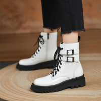 格瑞迪欧马丁靴女粗跟圆头厚底中跟女靴子英伦风机车骑士靴短靴女单靴6312