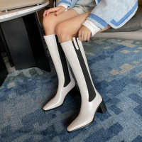 格瑞迪欧高跟弹力靴2021新款秋冬粗跟长靴女时尚性感不过膝瘦瘦靴9069