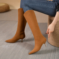 格瑞迪欧女靴子女粗跟气质高跟鞋女英伦风中筒靴骑士靴女马靴9073