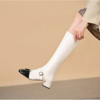 格瑞迪欧靴子女长筒靴骑士靴高筒显瘦圆头厚底不长靴9093