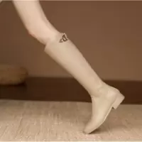 格瑞迪欧欧洲站秋冬显瘦骑士靴英伦风皮靴侧拉链不过膝高筒长靴粗跟长筒靴9205