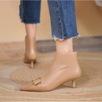 格瑞迪欧高跟女短靴尖头细跟单靴侧拉链短筒靴时尚休闲女靴9218