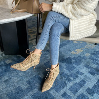 格瑞迪欧粗跟圆头高跟弹力靴秋冬新款复古高筒靴大小码女靴9223