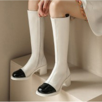 格瑞迪欧长筒靴女2021新款秋季网红不过膝尖头网红粗跟高筒瘦瘦靴9273