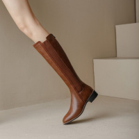 格瑞迪欧高筒靴女粗跟长靴女高跟女靴侧拉链时尚长筒靴骑士靴Z110