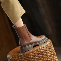 格瑞迪欧短靴单靴超火圆头马丁靴女英伦风烟筒中筒平底切尔西靴子7287