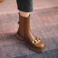 格瑞迪欧侧拉链马丁靴女英伦风单靴2021年新款厚底冬季平底链条短靴潮7288