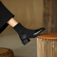 格瑞迪欧短靴女秋冬新款中跟女靴女复古瘦瘦靴7038