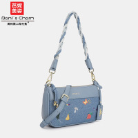芭妮美姿拼接绣花牛仔蓝腋下包包女夏女包小众斜挎包B1167