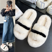 Tiauny 静名媛风高级感休闲厚底百搭ins潮网红秋冬季毛毛拖鞋D301