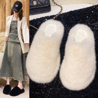 Tiauny 静小众高级感名媛包头秋冬季毛毛拖鞋女温柔舒适简约大方棉拖鞋718