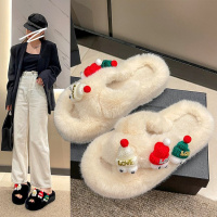 Tiauny 静小众可爱时尚外穿百搭秋冬季增高厚底舒适圣诞一字拖302-7