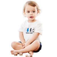 纤丝鸟儿童短袖套装男童夏季纯棉百搭T恤休闲短裤 钓鱼小熊