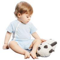 纤丝鸟儿童短袖套装男女童夏季纯棉家居服可外穿二件套开衫 白色小布标