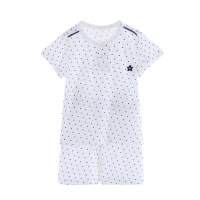 纤丝鸟儿童短袖套装男女童夏季纯棉提花肩扣二件套 小星星