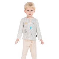 纤丝鸟儿童春季休闲家居服套装男女童夏季纯棉空调衫 竖条小象