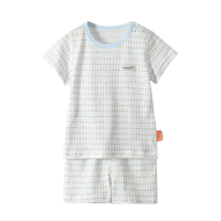 纤丝鸟儿童短袖套装男女童夏季纯棉家居服可外穿二件套肩扣 小点三角