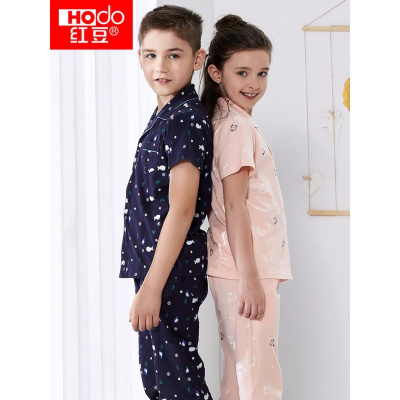 红豆(HODO)2019年夏季纯棉卡通动漫休闲套头薄款女童儿童家居服儿童套装