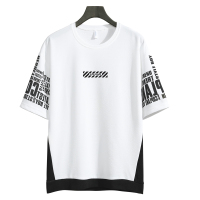 IKOPPOI 2019夏季新款男士短袖t恤宽松五分袖上衣印花潮牌 TX919-8