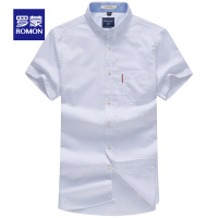 Romon/罗蒙牛津纺短袖衬衫男休闲衬衣中青年夏季薄款时尚修身衬衫