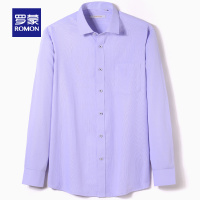 Romon/罗蒙长袖衬衫男士春季条纹商务正装衬衫中青年修身格子衬衣