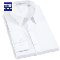 Romon/罗蒙青年男士长袖衬衫斜纹修身工装衬衣时尚休闲纯色职业装