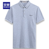 Romon/罗蒙短袖T恤男士夏季时尚翻领格子t恤中青年薄款男士POLO衫