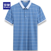 Romon/罗蒙短袖T恤男士中青年薄款夏季休闲t恤翻领格子男士POLO衫