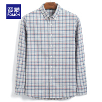 罗蒙长袖衬衫2019秋冬新款中青年纯棉磨毛上衣时尚格子衬衣男士