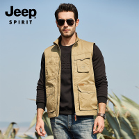 吉普正品品牌男装2019新款立领马甲吉普户外多口袋加肥加大男jeep马夹钓鱼休闲运动日常百搭外套