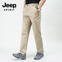 JEEP吉普夏季薄款男士休闲裤黑色纯棉裤子男春秋宽松直筒西裤大码男裤青年四季百搭修身长裤子