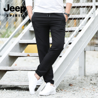 JEEP吉普春季薄款运动裤男宽松直筒休闲长裤针织松紧卫裤大码男裤子户外旅游日常修身百搭小脚裤