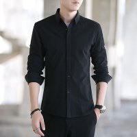 JEEP吉普春季白衬衫男士长袖衬衣修身秋装青年纯色休闲寸衫男上班职业工装白色衬衫修身百搭翻领帅气男装