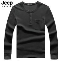 JEEP/吉普长袖T恤男2019秋季新款纯色圆领打底衫时尚休闲套头长袖T恤衫A245