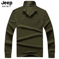 JEEP/吉普长袖T恤男2019秋季新品翻领纯色男士商务休闲男士长袖T恤打底衫A245