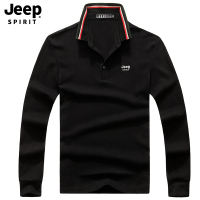 JEEP/吉普长袖T恤男2019秋季新款男士翻领polo衫男装纯色体恤男式打底衫A245