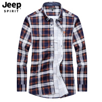 JEEP/吉普2019秋季新款简约格子衬衫男长袖衬衫男士商务休闲修身衬衣男A245